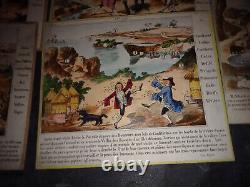 Jeu ancien Le voyage merveilleux de Jobard et Jocrisse 11 planches -Lion- 1870