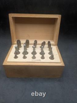 Jeu ancien d'endouilloirs d'horloger Coffret bois Outillage ancien