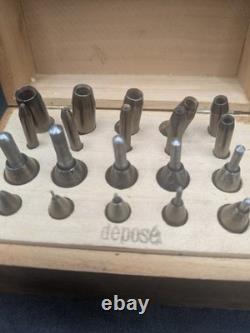 Jeu ancien d'endouilloirs d'horloger Coffret bois Outillage ancien