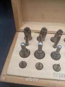 Jeu ancien d'endouilloirs d'horloger Coffret bois Outillage ancien