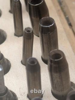 Jeu ancien d'endouilloirs d'horloger Coffret bois Outillage ancien