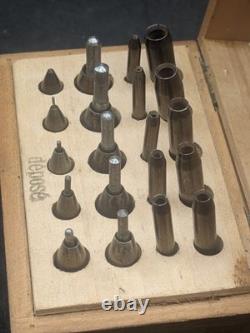 Jeu ancien d'endouilloirs d'horloger Coffret bois Outillage ancien