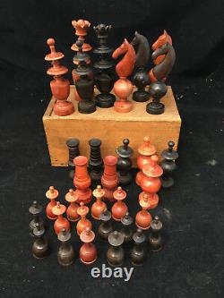 Jeu d'Echec Régence Fin XVIIIe Début XIXe En Bois Tourné Antique Chess Game