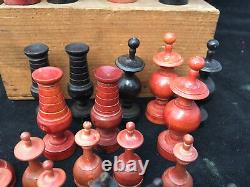 Jeu d'Echec Régence Fin XVIIIe Début XIXe En Bois Tourné Antique Chess Game
