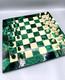 Jeu D'échecs Ancien Complet Échiquier En Malachite 36,5 X 36,5 Cm Vintage