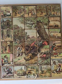 Jeu de cubes en bois alphabétiques H Roy 1898