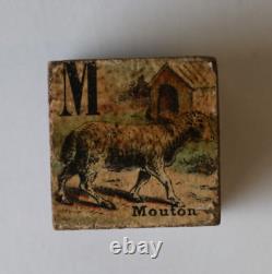 Jeu de cubes en bois alphabétiques H Roy 1898