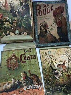 Jeux de Patience 3 Puzzles Poule & Chat & Jouet Ancien & Pierre DELCOURT