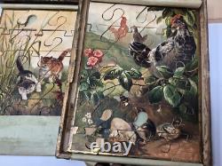 Jeux de Patience 3 Puzzles Poule & Chat & Jouet Ancien & Pierre DELCOURT