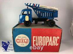 Jouet Ancien Cij Europarc Ref 9/40 Rare Camion Saviem Lance Fusee Bleu Mecanique