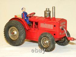 Jouet Ancien En Tole Ferme Tracteur Mecanique Vintage Tin Toy Farm Tractor Gama