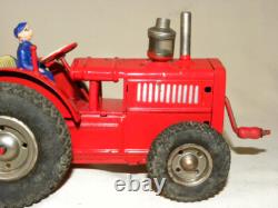 Jouet Ancien En Tole Ferme Tracteur Mecanique Vintage Tin Toy Farm Tractor Gama