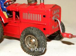 Jouet Ancien En Tole Ferme Tracteur Mecanique Vintage Tin Toy Farm Tractor Gama