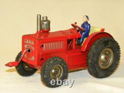 Jouet Ancien En Tole Ferme Tracteur Mecanique Vintage Tin Toy Farm Tractor Gama