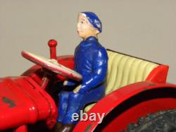 Jouet Ancien En Tole Ferme Tracteur Mecanique Vintage Tin Toy Farm Tractor Gama