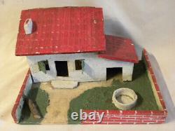 Jouet Ancien Ferme En Bois Et Composition Avec Animaux Durso Elastolin Chialu Nb
