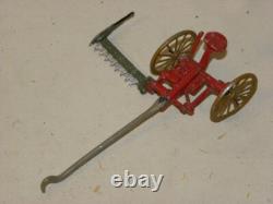 Jouet Ancien Ferme Plomb Creux Attelage Fermier Faucheuse Tiree Par 2 Boeuf Cs