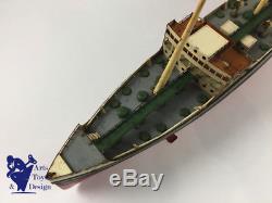 Jouet Ancien Fleischmann Bateau Tanker Esso Mecanique 50cm 1950 Tin Boat Wind Up