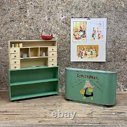Jouet Ancien Grande Epicerie Marchand Légumes Ensemble 3 Meubles Bois 1950's