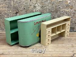 Jouet Ancien Grande Epicerie Marchand Légumes Ensemble 3 Meubles Bois 1950's