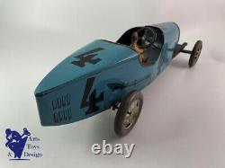 Jouet Ancien Jep Ref 7379 Rare Bugatti Grande Taille Bleue N°4 L. 43 CM Vers 1933