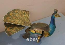 Jouet Ancien Mécanique Paon Marque Alps