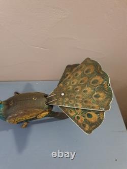 Jouet Ancien Mécanique Paon Marque Alps