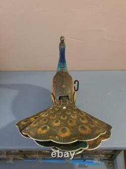 Jouet Ancien Mécanique Paon Marque Alps