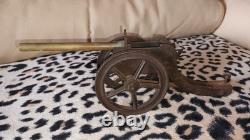 Jouet Ancien Metal Laiton Canon 26cm Fonctionnel