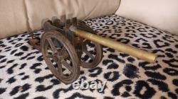 Jouet Ancien Metal Laiton Canon 26cm Fonctionnel