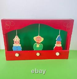 Jouet Ancien Tir Forain Becassine En Bois Peint 40x25 CM 3 Personnages