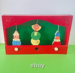 Jouet Ancien Tir Forain Becassine En Bois Peint 40x25 CM 3 Personnages