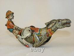 Jouet Ancien Tole Ane Recalcitrant Antique Toy Gely George Levy Donkey With Boy