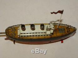 Jouet Ancien Tole Bateau Mecanique Vintage Tin Toy Boat Arnold Jep Bing Carette