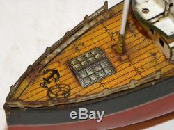 Jouet Ancien Tole Bateau Mecanique Vintage Tin Toy Boat Arnold Jep Bing Carette