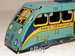 Jouet Ancien Tole Mecanique Rare Train Autorail Etat Paris-deauville Jep Cr ML
