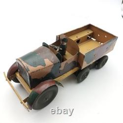 Jouet Ancien VÉBÉ camion transport de troupe Militaire Soldat Tôle vintage
