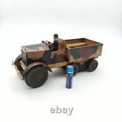 Jouet Ancien VÉBÉ camion transport de troupe Militaire Soldat Tôle vintage