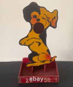 Jouet Jeu Ancien Art Forain Passe-boules Chien En Bois Peint Au Pochoir
