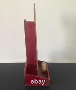 Jouet Jeu Ancien Art Forain Passe-boules Chien En Bois Peint Au Pochoir