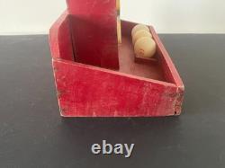 Jouet Jeu Ancien Art Forain Passe-boules Chien En Bois Peint Au Pochoir