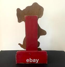 Jouet Jeu Ancien Art Forain Passe-boules Chien En Bois Peint Au Pochoir
