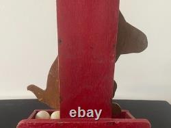 Jouet Jeu Ancien Art Forain Passe-boules Chien En Bois Peint Au Pochoir