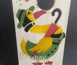 Jouet Jeu Ancien Art Forain Passe-boules En Bois Peint Au Pochoir Canard