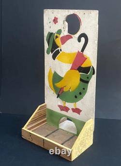 Jouet Jeu Ancien Art Forain Passe-boules En Bois Peint Au Pochoir Canard