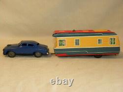 Jouet Tole Voiture & Caravane Vintage Tin Toy Car Japan Yonezawa House Trailer
