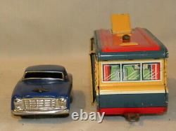 Jouet Tole Voiture & Caravane Vintage Tin Toy Car Japan Yonezawa House Trailer