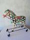Jouet Ancien Le Favori Cheval à Roulettes En Carton Laqué Polychrome Complet