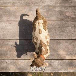 Jouet ancien mécanique Vache à lait sur roulettes, fin XIXe siècle