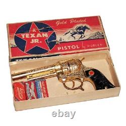 Jouet ancien / pistolet Hubley Texan Junior Cap Pistol Gold Plated en boîte